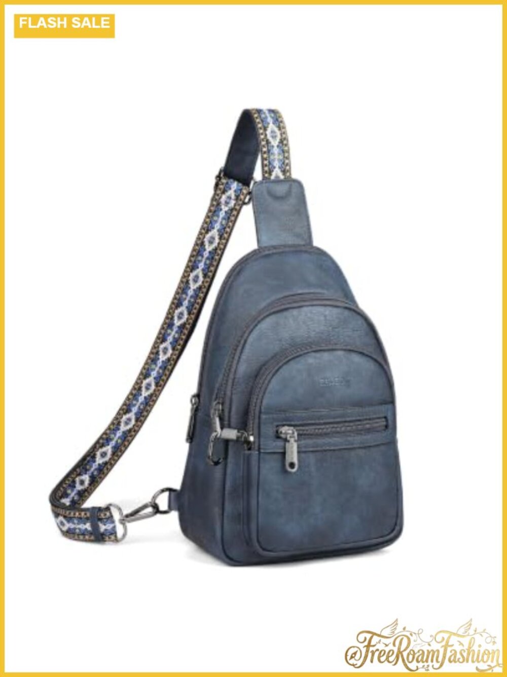 Faux Leather Sling Bag Crossbody Adjustable Strap 11 Pockets RFID